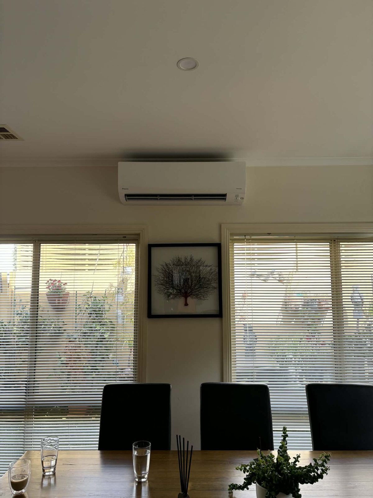 Split system in an open-plan dining room